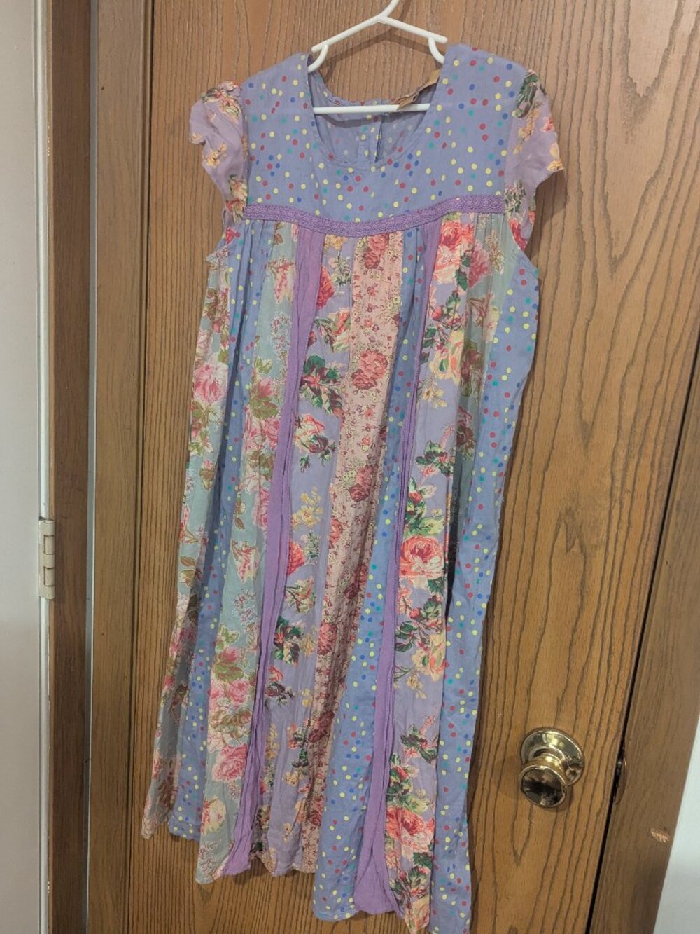 April Cornell Lace Patchwork Floral Cap Sleeve Maxi Dress Cottage-Girls 11-12